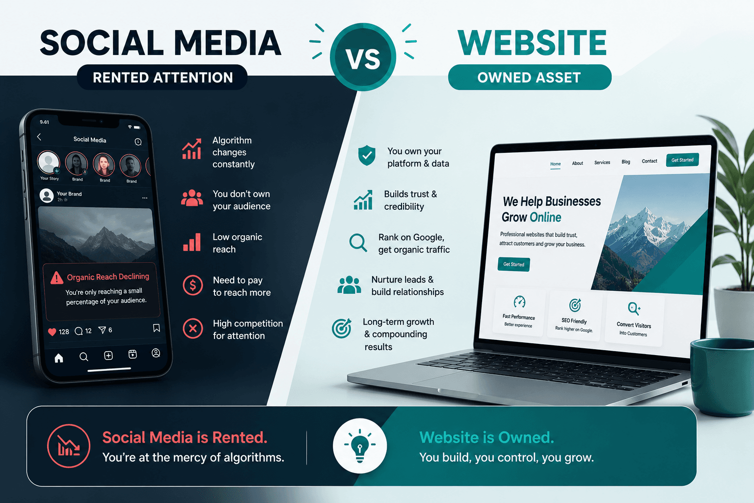 Social media supporting website growth