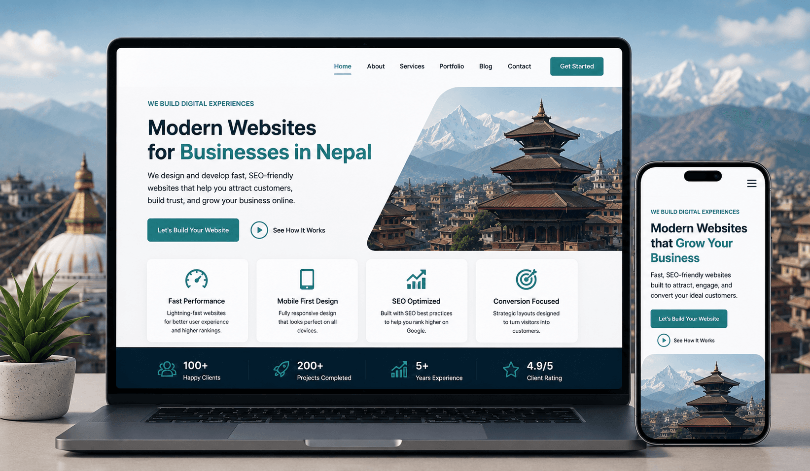 Modern business website interface