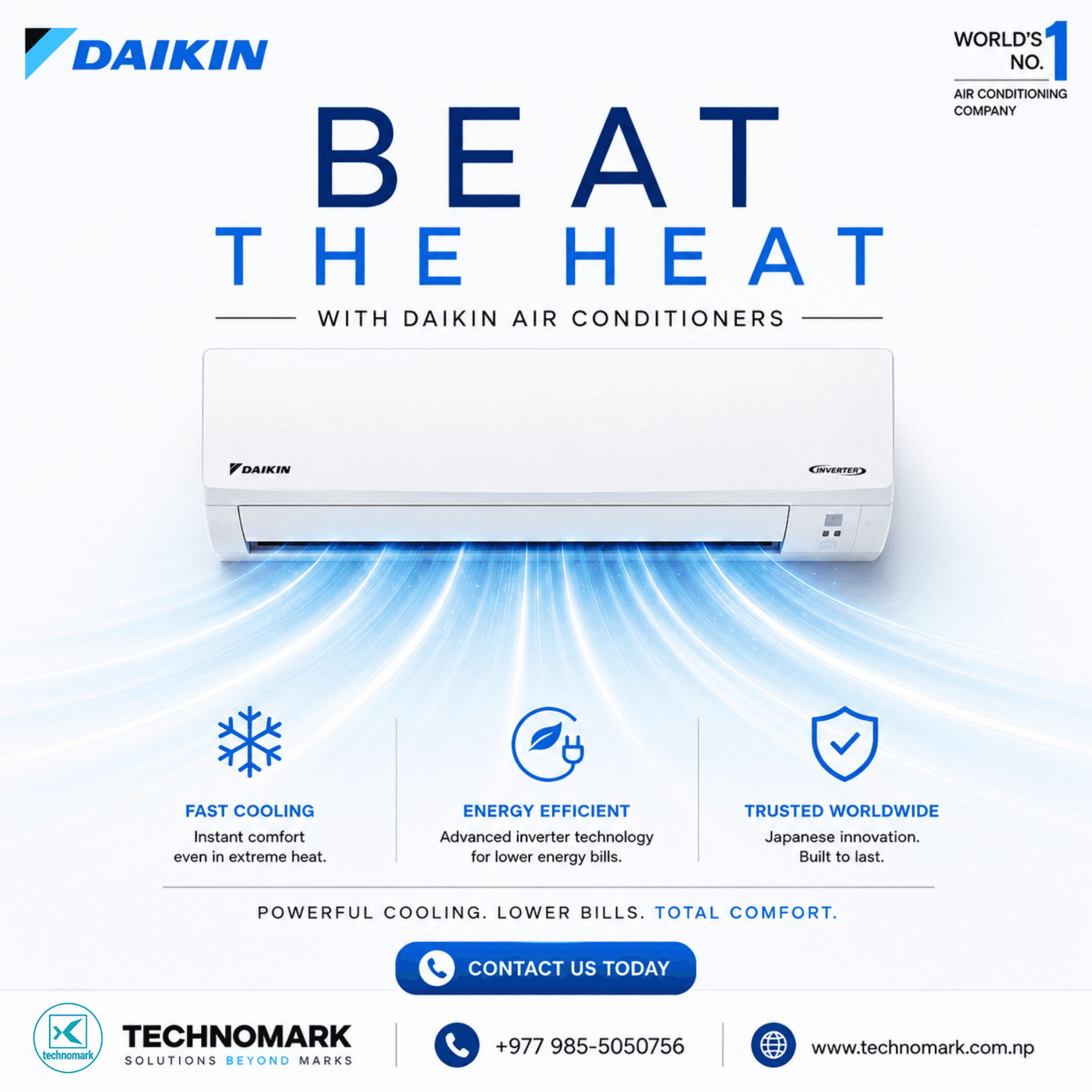 Technomark social media post explaining Daikin air conditioner benefits